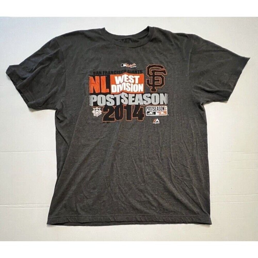 Majestic San Francisco Giants Mens MLB‎ 2014 Post Season NL West Gray T Shirt XL